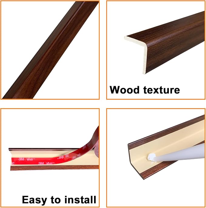 Wall Corner Protector 3PCS 45" Corner Molding Trim Oak Wood Grain Corner Trim - Image 6