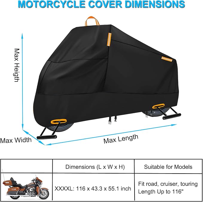 Motorcycle Cover Waterproof Outdoor, 300D Heavy Duty Motorcycle Cover - Image 7