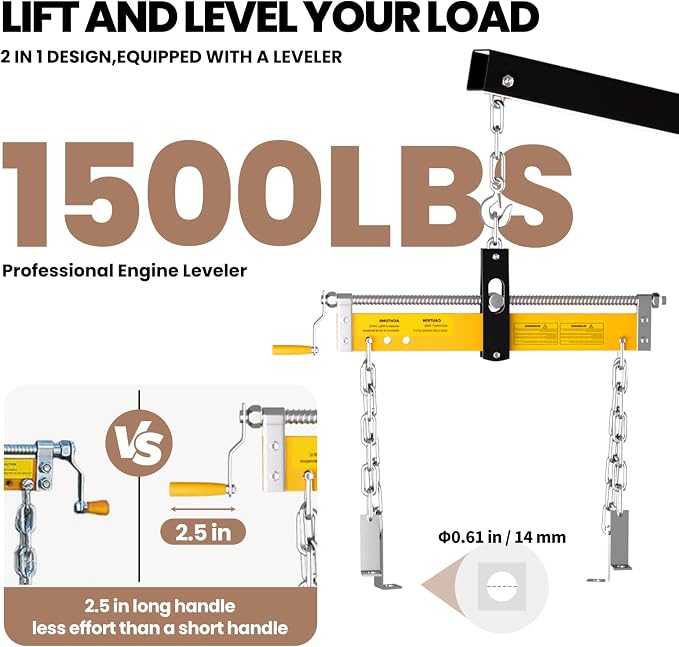 2 Ton Engine Hoist with Leveler 4409 LBS Folding Cherry Picker Engine Hoist - Image 3