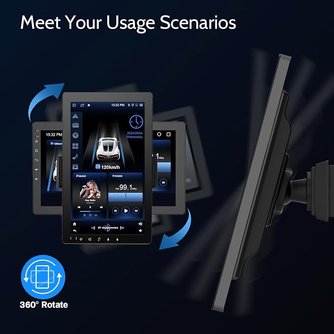 Single din Car Stereo, Rotatable Carplay Screen - Image 9