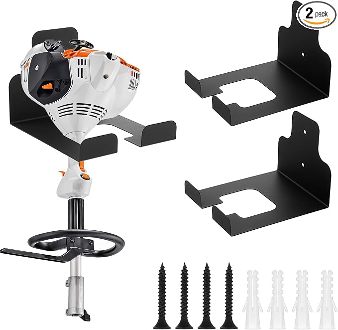 2 Pack Garage Organizer Trimmer Rack, Garden Power Tool Hanger Whackers Holder by Unknown