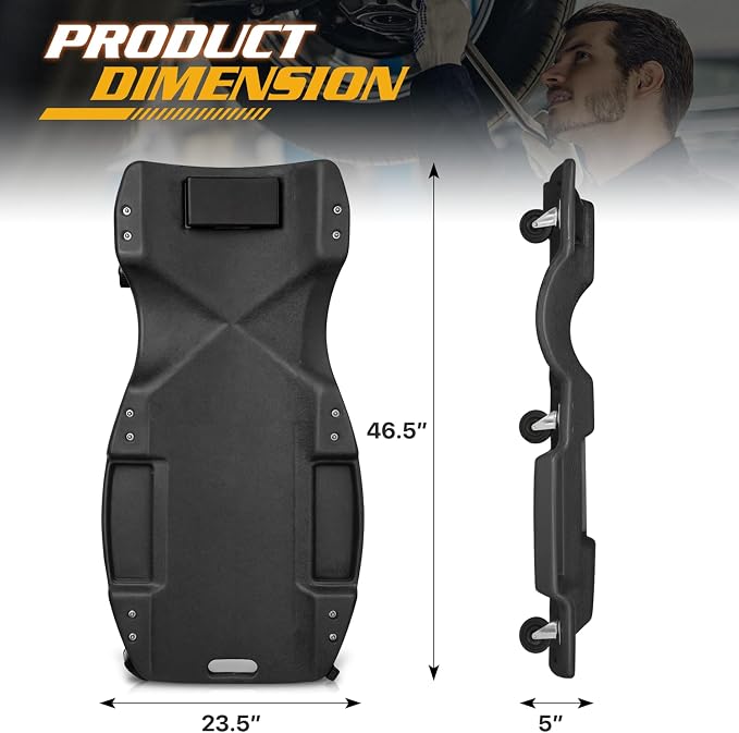 Magshion Mechanic Creeper with Padded Headrest and Dual Tool Tray, Rolling - Image 3
