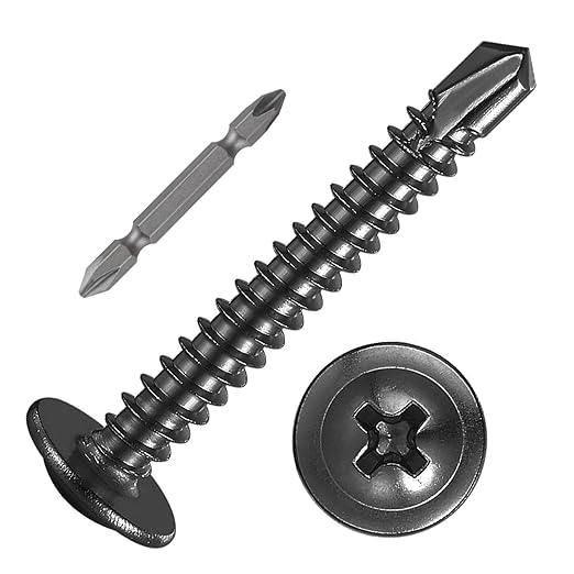 #8×1-1/4” for Sheet Metal Self-Tapping Screws 410 Black Stainless Steel Truss by Wensilon