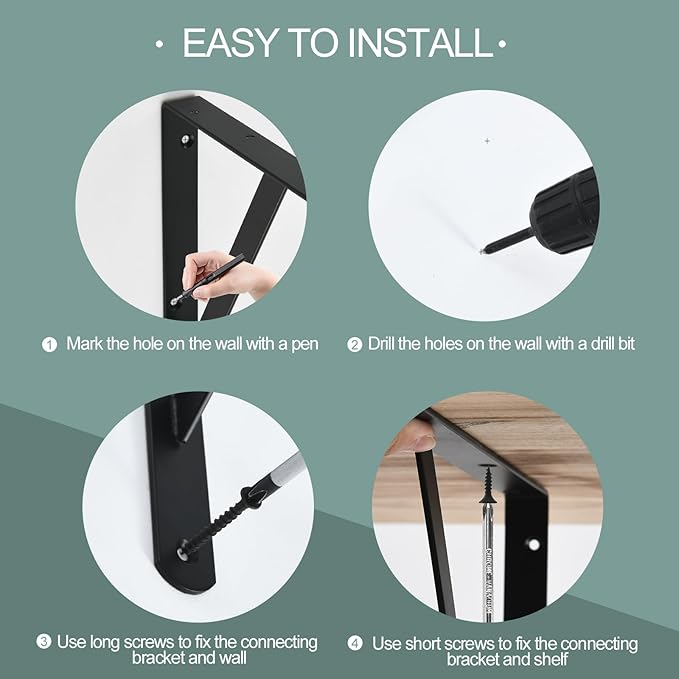 24 Pack L10 x H 8" Black Heavy Duty Shelf Brackets - Image 4
