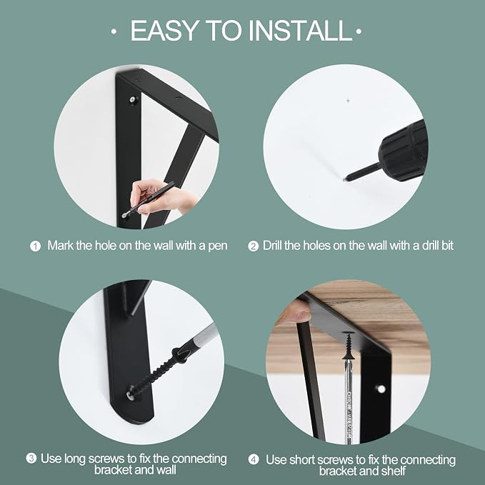 6 Pack L11 x H 8" Black Heavy Duty Shelf Brackets - Image 4