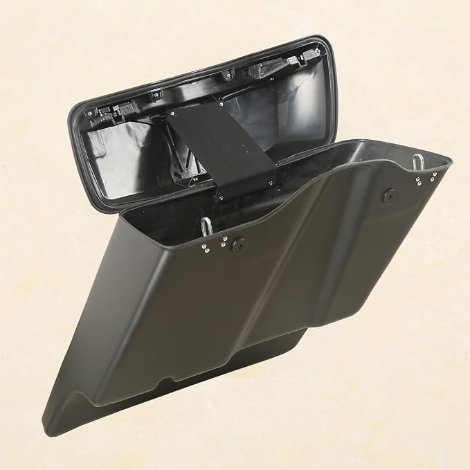 XFMT Matte Black 5" Stretched Extended Saddlebags Hard Saddle Bags W/Chrome - Image 5