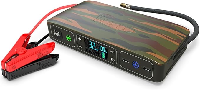 HALO Bolt Air 58830 Portable Car Battery Jump Starter | 100 PSI Air Compressor by Halo