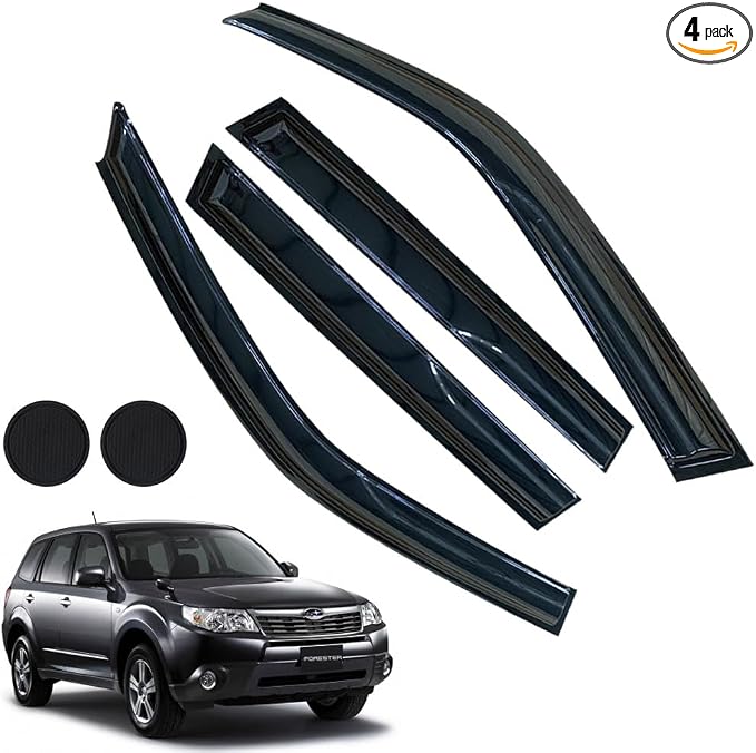 Rain Guards for Subaru Forester 2009-2013, Tape-on Side Window Deflectors by LETINGFAR
