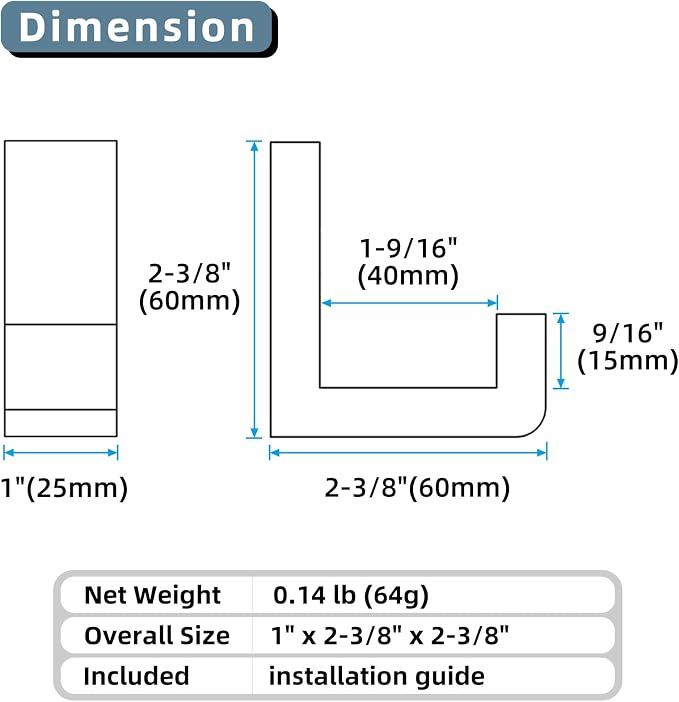 Angle Simple Towel Hooks, SUS 304 Stainless Steel Robe Coat Hooks - Image 9