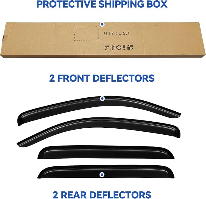 Window Visors Rain Guards for 2005-2015 Toyota Tacoma Double Cab, Out-Channel - Image 6