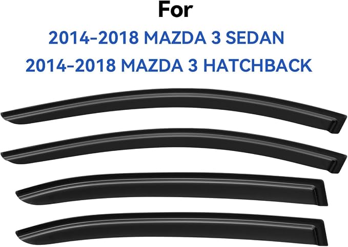 Window Visors Rain Guards for 2014-2018 Mazda 3 Sedan, Out-Channel Window Vent - Image 2
