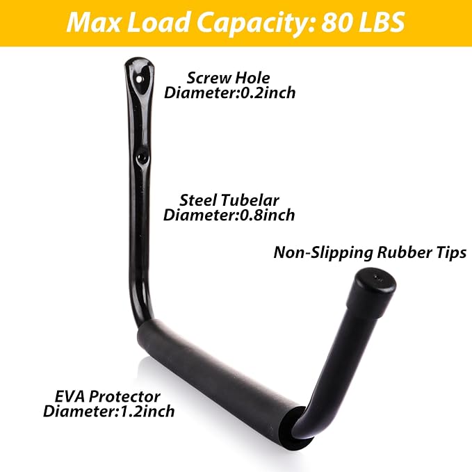 6 PCS 15 Inch Garage Hooks Heavy Duty Kayak Storage Hooks Hanger Black Kayak - Image 5