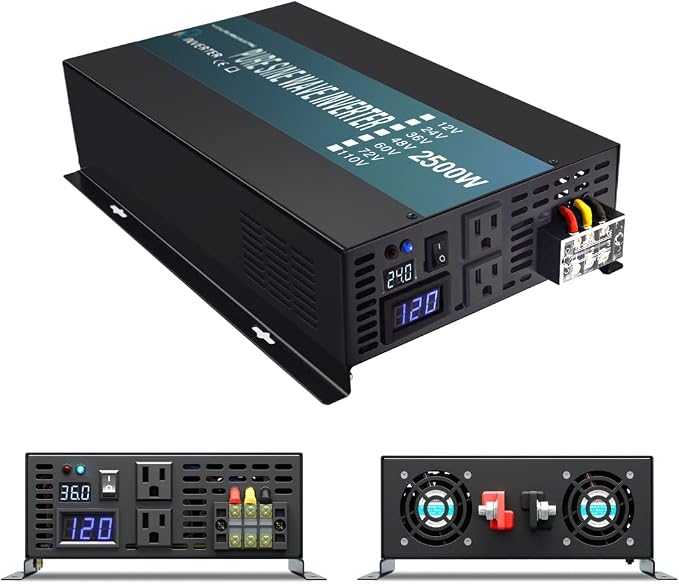 WZRELB Strong Driving Capacity 2500W 24VDC to 120VAC Pure Sine Wave Inverter by WZRELB