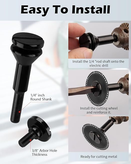 2 Pack Die Grinder Cut Off Wheel Arbor, Mounting Mandrel 3/8" & 1/4" Arbor - Image 6