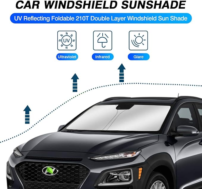 KUST Windshield Sun Shade for 2018-2023 Hyundai Kona Accessories Sunshade - Image 2