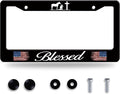 Blessed American Flag License Plate Frame Cross Pray by BRAGHRTED