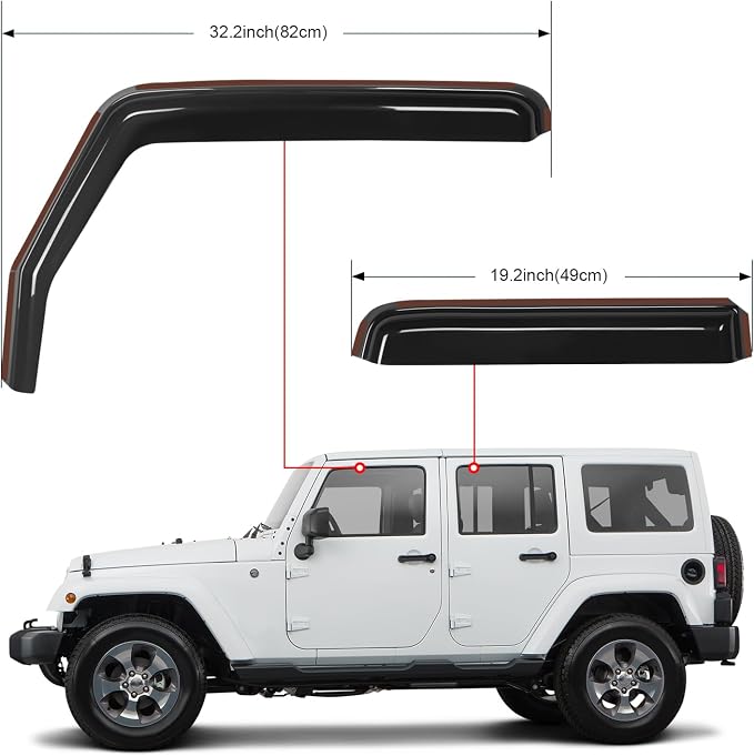 Nilight in Channel Rain Guards for Wrangler JK 2007 2008 2009 2010 2011 2012 - Image 6