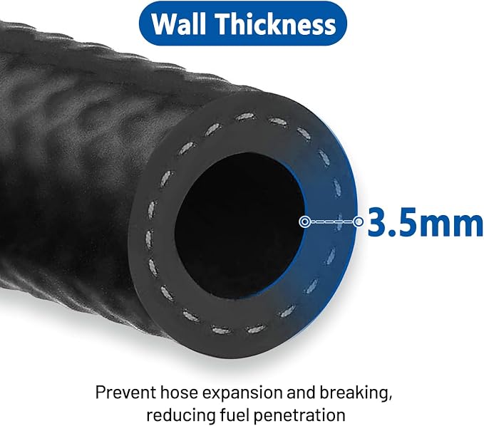 LokoCar Rubber Fuel Hose Line Push Lock 1/2" ID SAE 30R7 NBR 5ft 300PSI Black - Image 4