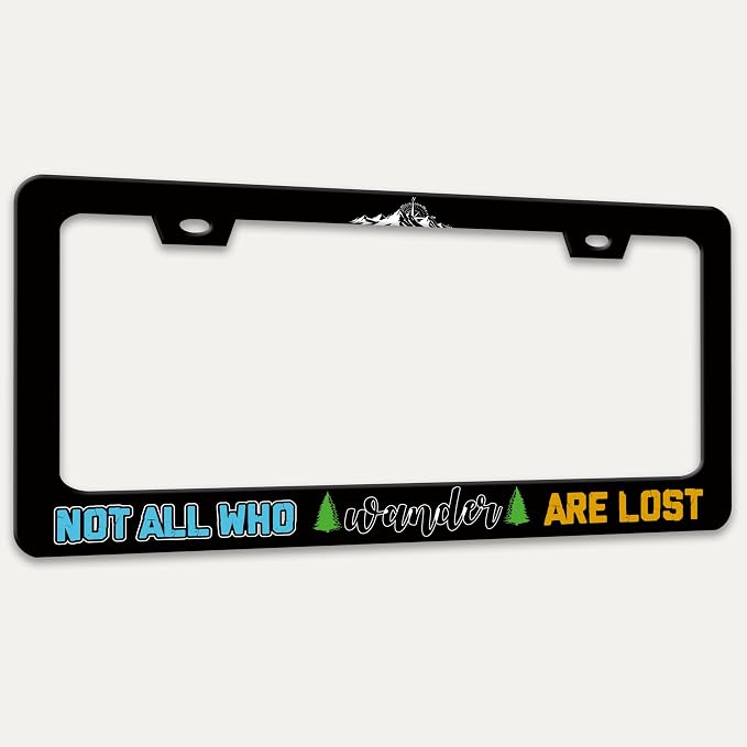 Not All Who Wander are Lost License Plate Frame Mountains Compass License Plate - Image 7
