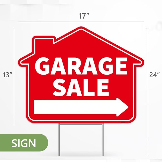 2PC Garage Sale Yard Sign with Stakes, 17 Inches by 13 Inches - Image 3