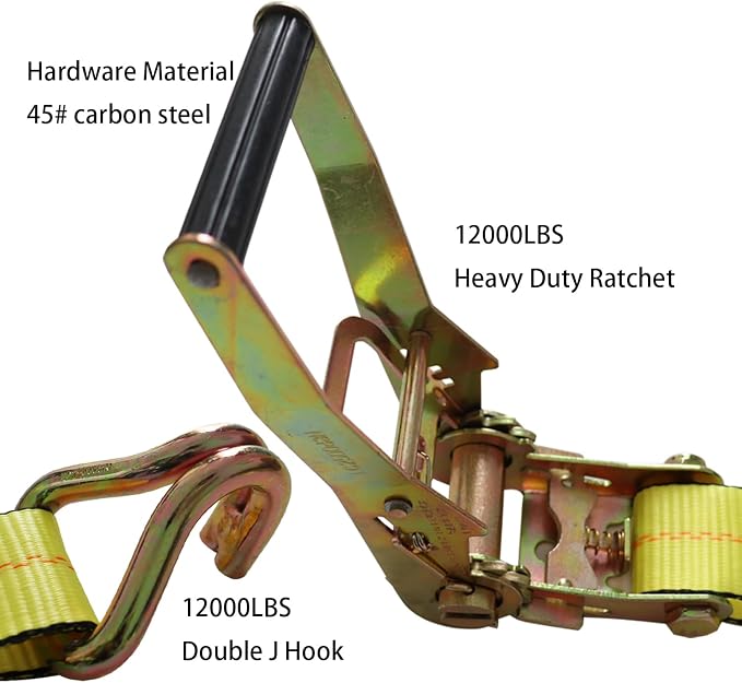 Ratchet Straps Heavy Duty 2" x 30' x 10000 lbs J Hook Tie Down Strap Ratcheting - Image 5