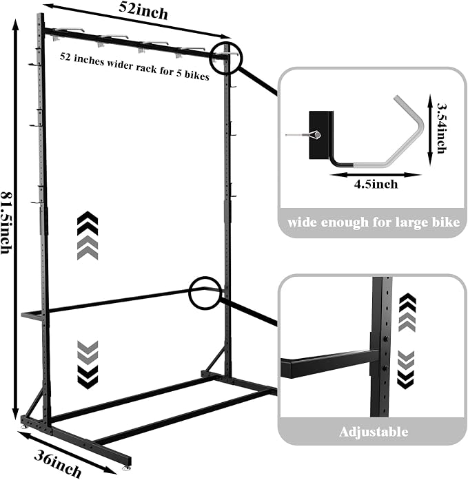 Freestanding Bike Storage Rack for 5 Bikes, Bike Racks for Home and Garage - Image 9