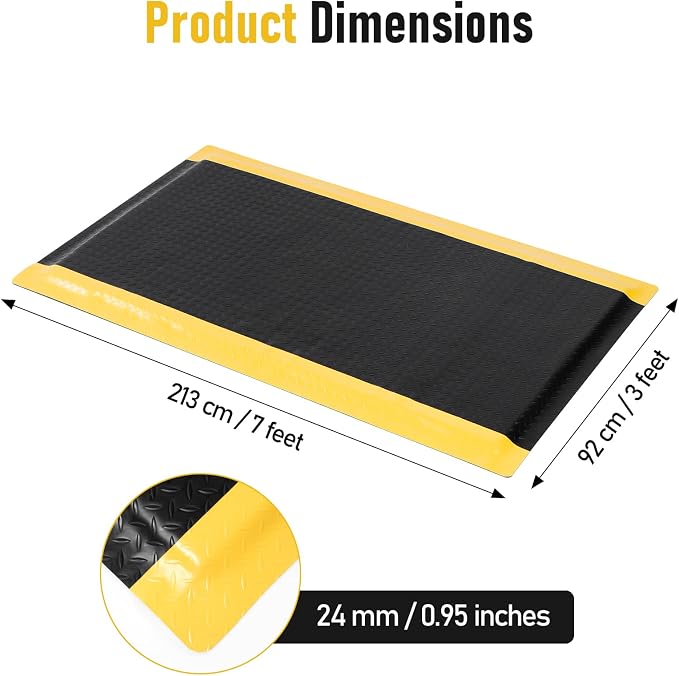 tonchean 3 x 7 FT Anti Fatigue Mats, Extra Thick 15/16" Ergonomic Standing - Image 2