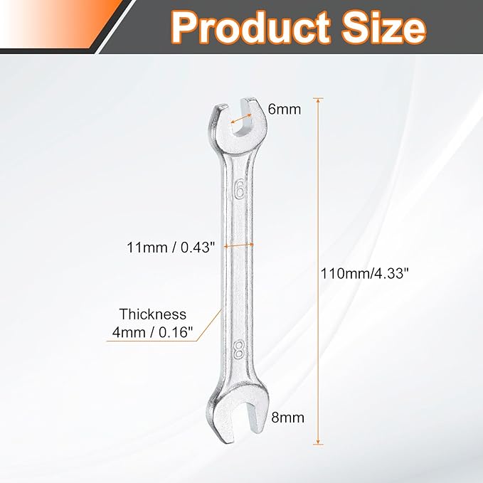 HARFINGTON Double Open End Wrench 6mm x 8mm Metric 15 Degree Offset Angle Small - Image 2