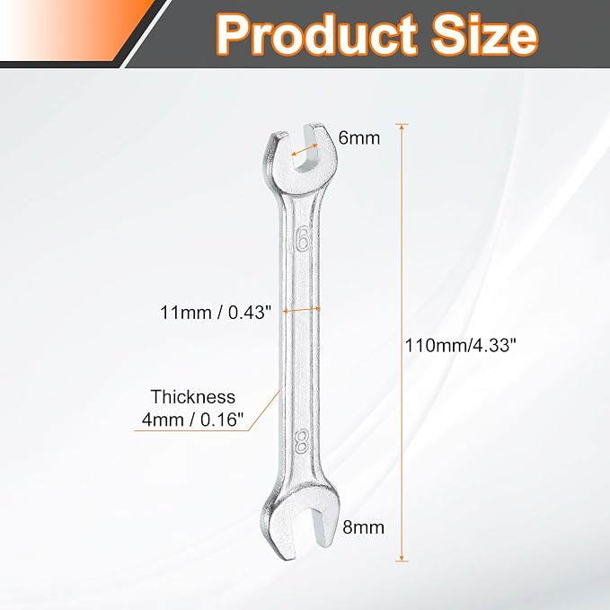HARFINGTON 2pcs Double Open End Wrench 6mm x 8mm Metric 15 Degree Offset Angle - Image 2