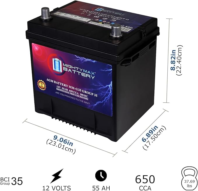 Mighty Max Battery MM-G35 Start and Stop Car BCI Group Size 35 12V 55Ah - Image 2