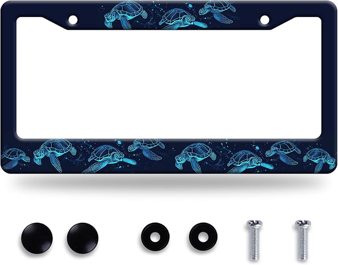 Sea Turtle License Plate Frame Blue Turtles License Plate Stainless Steel Funny by GORSNKYE