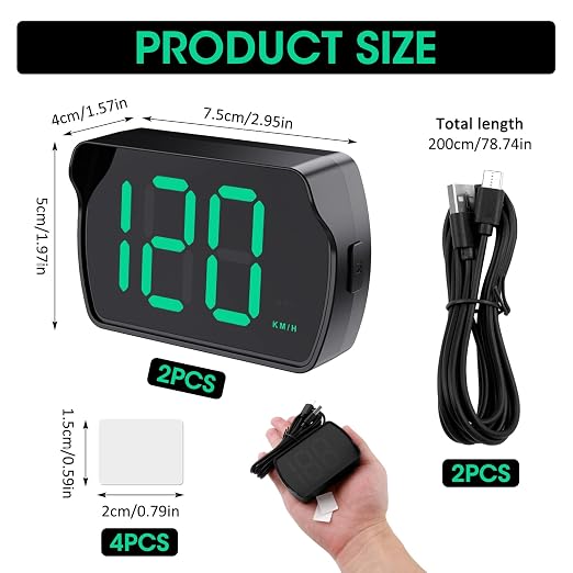 2 Pack GPS Digital Speedometer for Car MPH, Universal HUD Speed Meter - Image 4