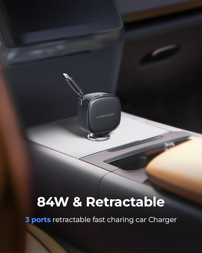 Retractable Car Charger USB C, 84W Max, Ultra-Compact, Type-C Fast Charger - Image 8