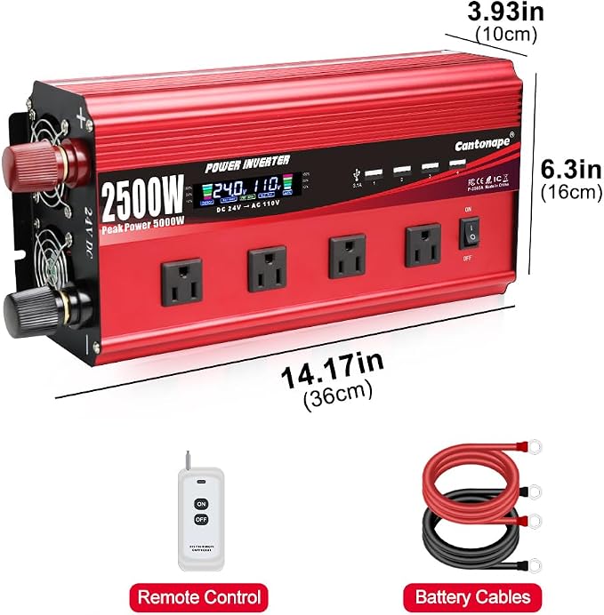 2500W Power Inverter 24V to 110V/120V DC to AC - Image 8