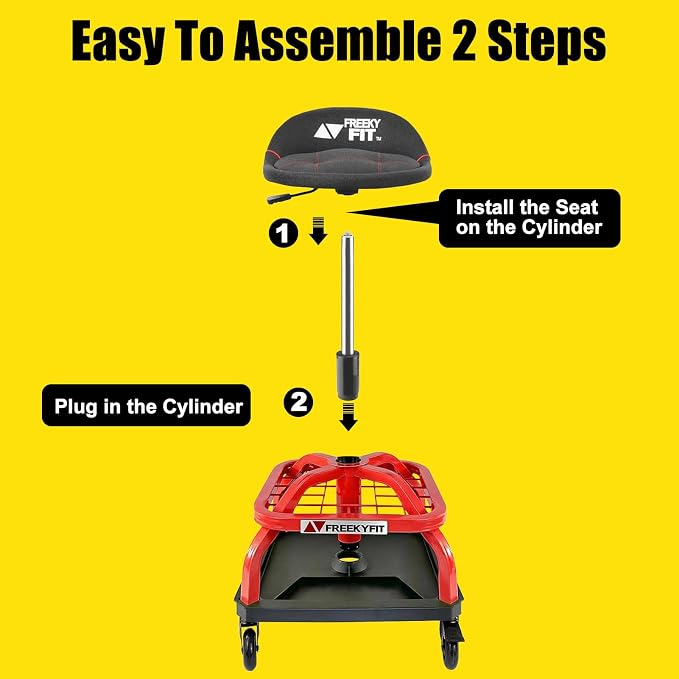 Rolling Shop Stool with Wheels, Garage Work Mechanic Stool with Backrest - Image 6