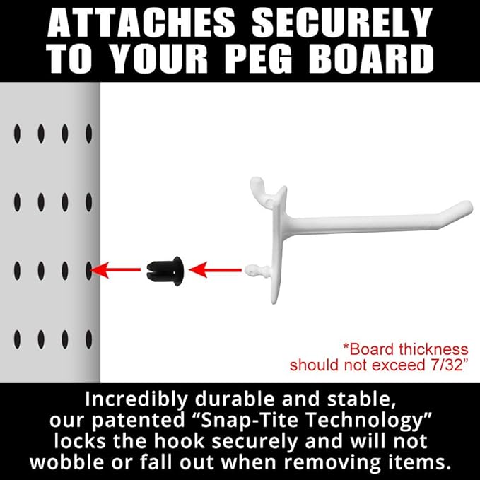 PegPro® 2" Hooks Kit for Standard “Wood Fiber” pegboard – Durable Plastic - Image 3
