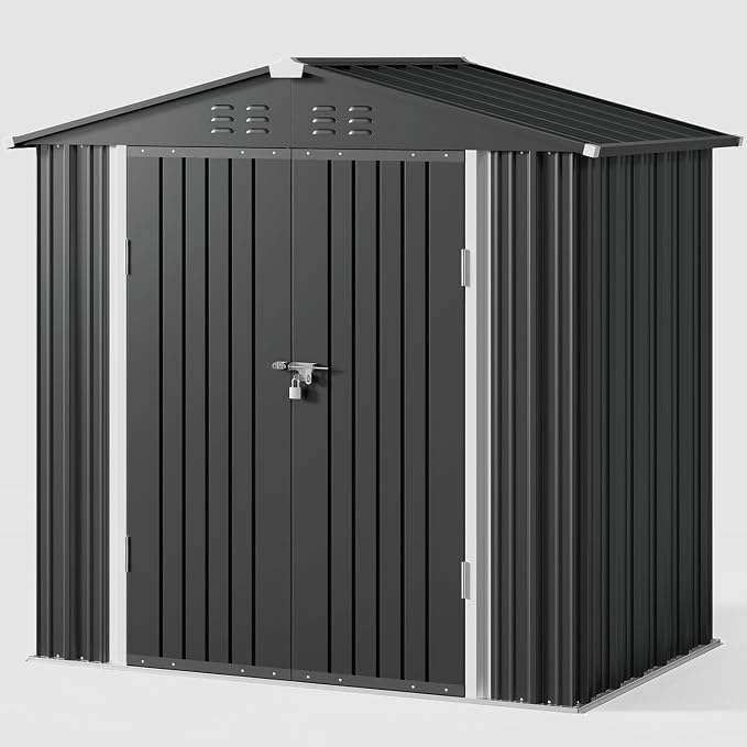 Gizoon Outdoor Storage Shed 6 x 4 FT, Galvanized Metal Garden Shed - Image 8