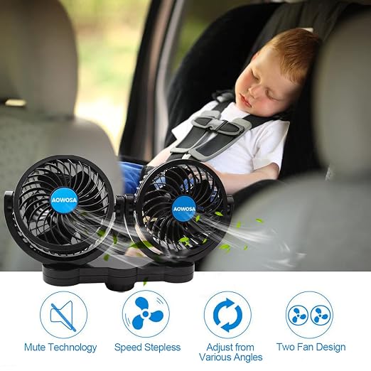 Car Fan for Backseat Auto 12V Electric Cooling Fan Portable Car Seat Headrest - Image 5