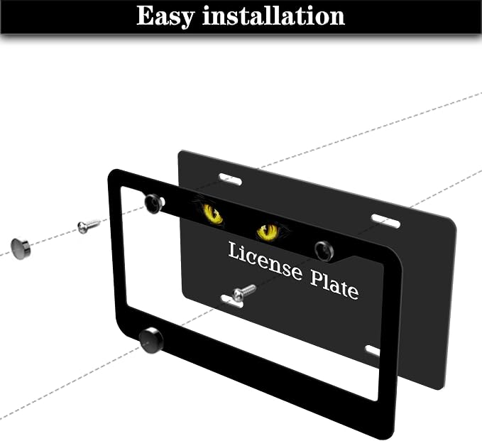 Car Plate Frame Black License Plate Frames Black Cat - Image 7