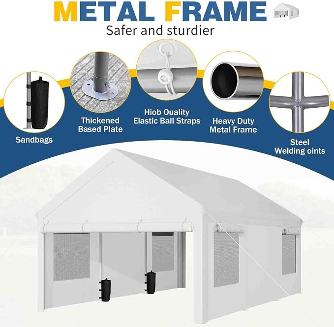JAMFLY 12x20 ft Heavy Duty Carport - Image 2