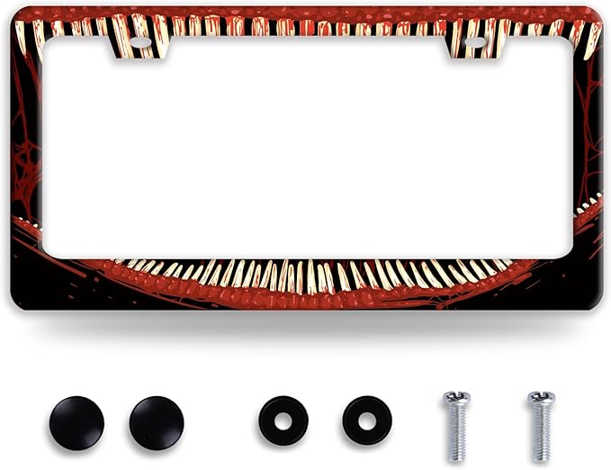 Funny Bloody Teeth License Plate Frame Scary Mouth License Plate Holder by BRAGHRTED