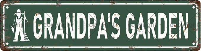 GRANDPA'S GARDEN Vintage Metal Tin Sign, Street Sign, Home Decor, Room Decor by Unknown