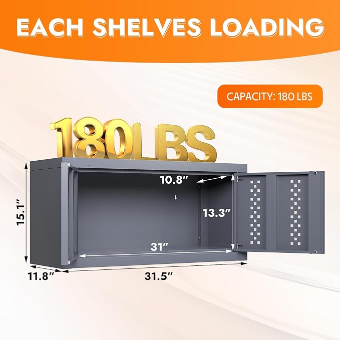 Metal Wall Storage Cabinet Steel Wall Mounted Garage Storage Cabinet - Image 2
