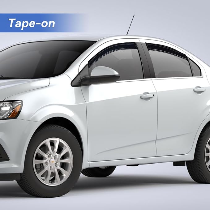 Window Visors Rain Guards for 2012-2020 Chevy Sonic Sedan, Out-Channel Window - Image 3