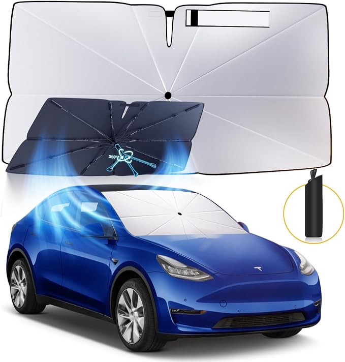 Windshield Sun Shade Umbrella: for Tesla Model Y 2016-2023 2024 2025 Model Y by HIMUMOY