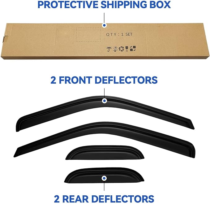 Window Visors Rain Guards for 1999-2016 Ford F250 F350 F450 Super Duty SuperCab - Image 6