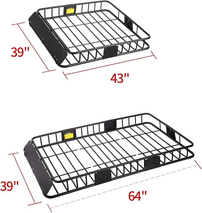 Leader Accessories Roof Rack Cargo Basket Set, Roof Cargo Basket 64'' - Image 2