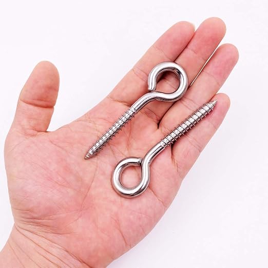 24 Pack, 3-1/5 Inch 304 Stainless Steel Eye Shape Screws Metal Hook, Heavy Duty - Image 8