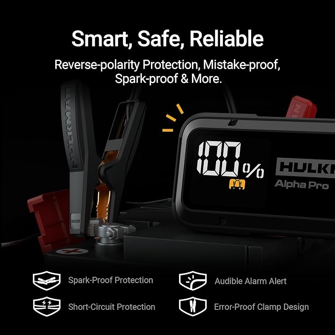 Hulkman Alpha Pro Solid Black, 1750A 59.2Wh Car Jump Starter Portable, - Image 7