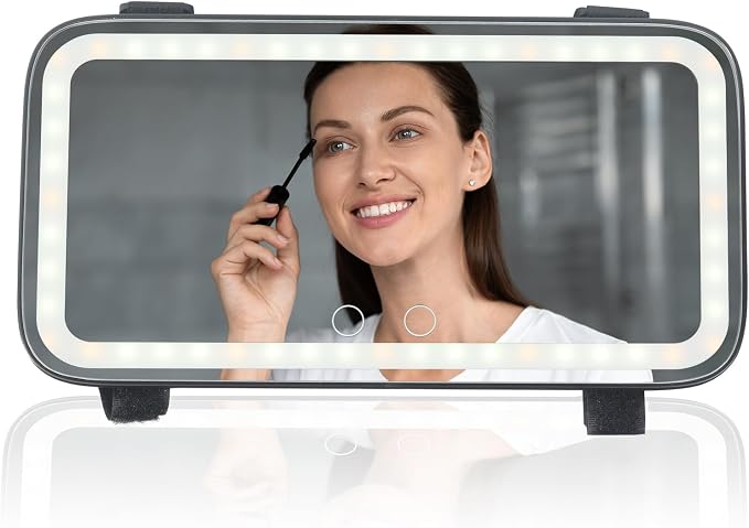 Car Visor Vanity Mirror with Light, LED Sun Visor Mirror, Truck Makeup Mirrors by LoyaGour